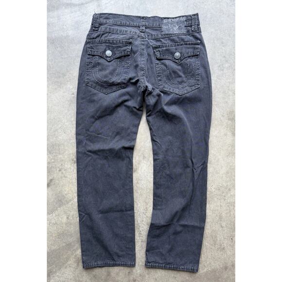 True Religion Zach Jeans Mens W36 L32 Black Y2K Stretch Fit USA Made Ricky Flaps - Picture 1 of 14